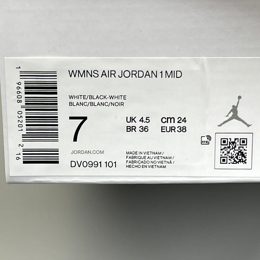 NIKE AIR JORDAN 1 Mid Panda Shoe Women's Sz 7 Black / White DV0991-101 (New)