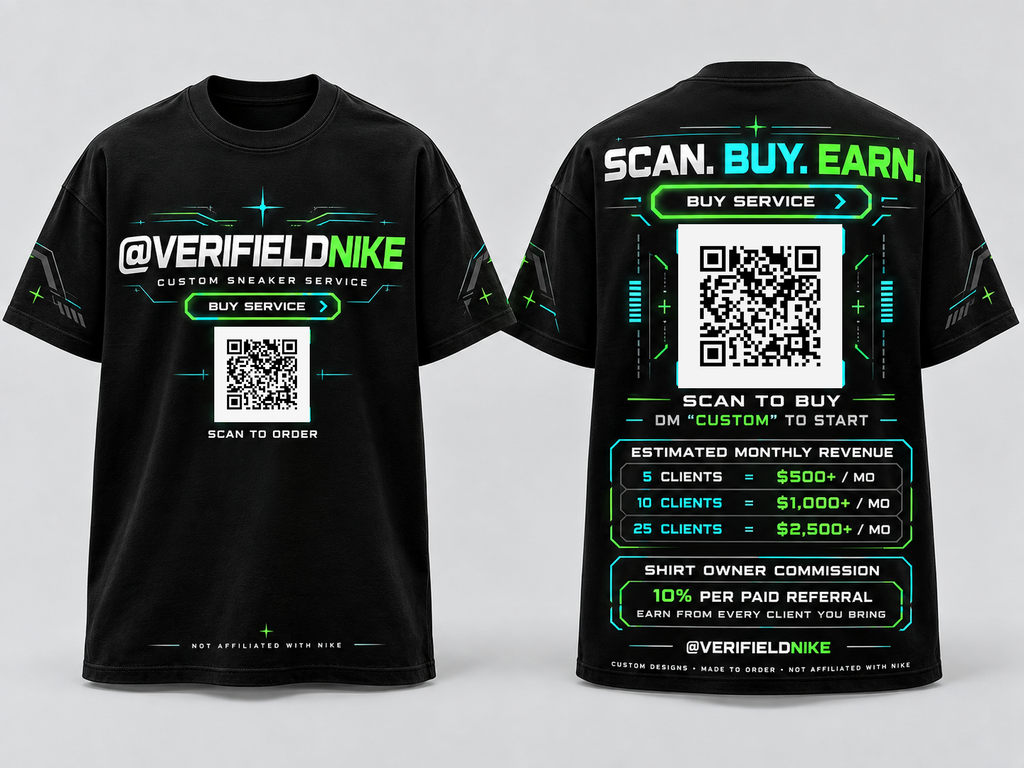 @VerifiedNike Scan. Buy. Earn. Custom Sneaker Service Tee